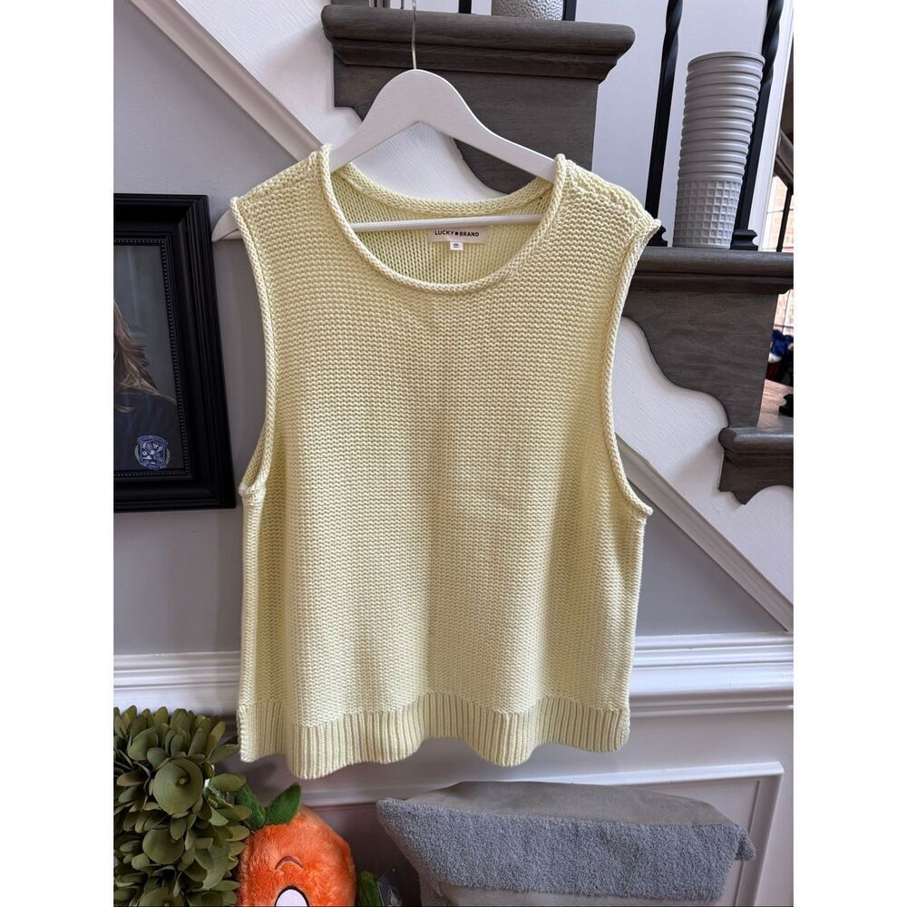 Lucky Brand Yellow Rolled Collar Pullover Sweater Vest sz XXL NWOT